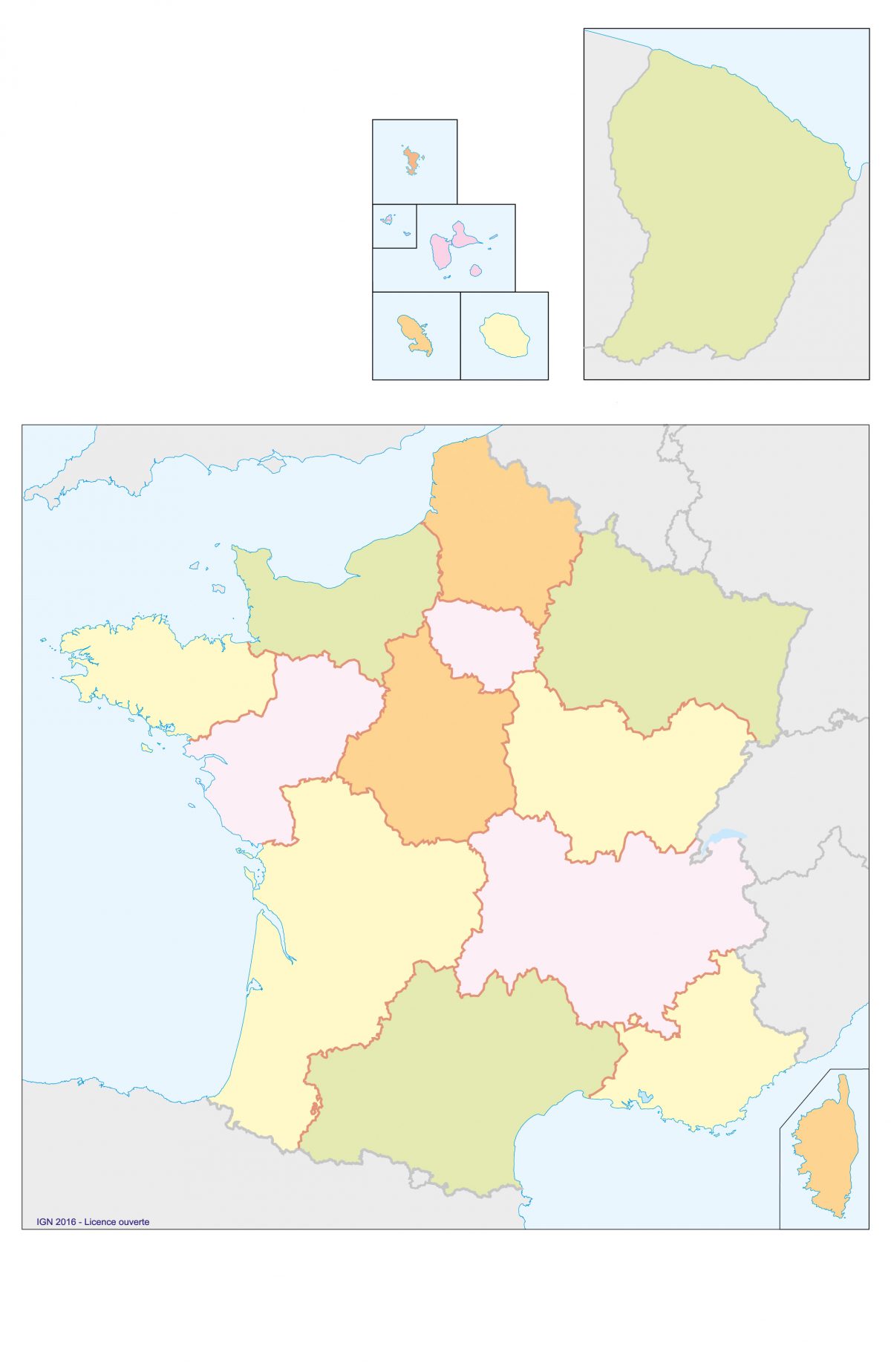 Carte De France Vierge Avec Les 13 Regions College Henri Tout Carte