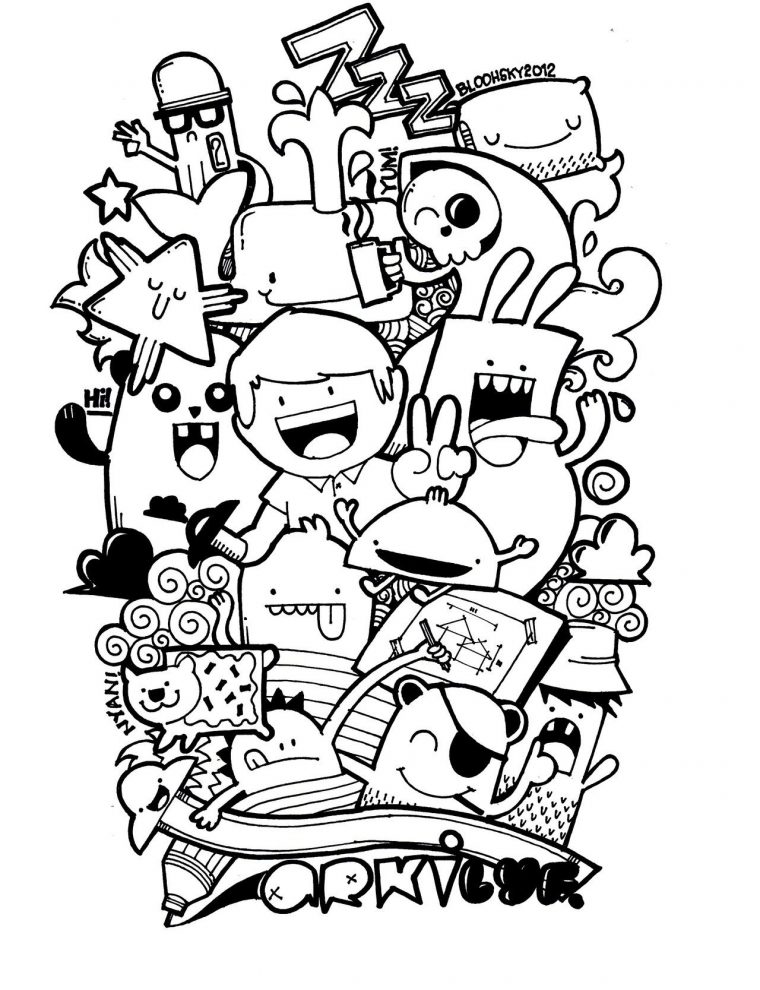 cute doodle coloring pages