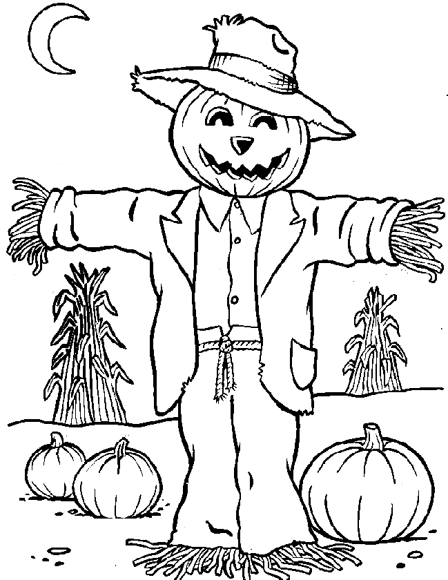 easy scarecrow coloring page