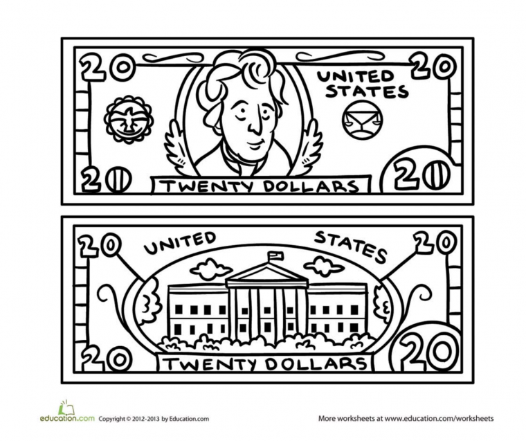 dollar bill coloring page