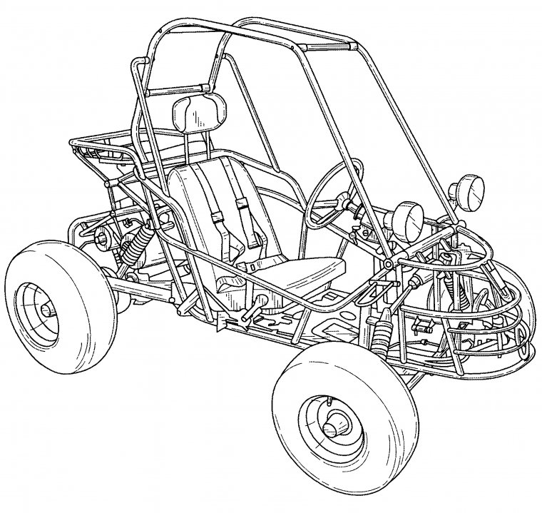 go kart coloring pages