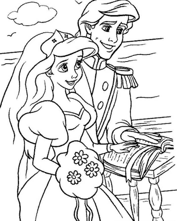 ariel and eric coloring pages