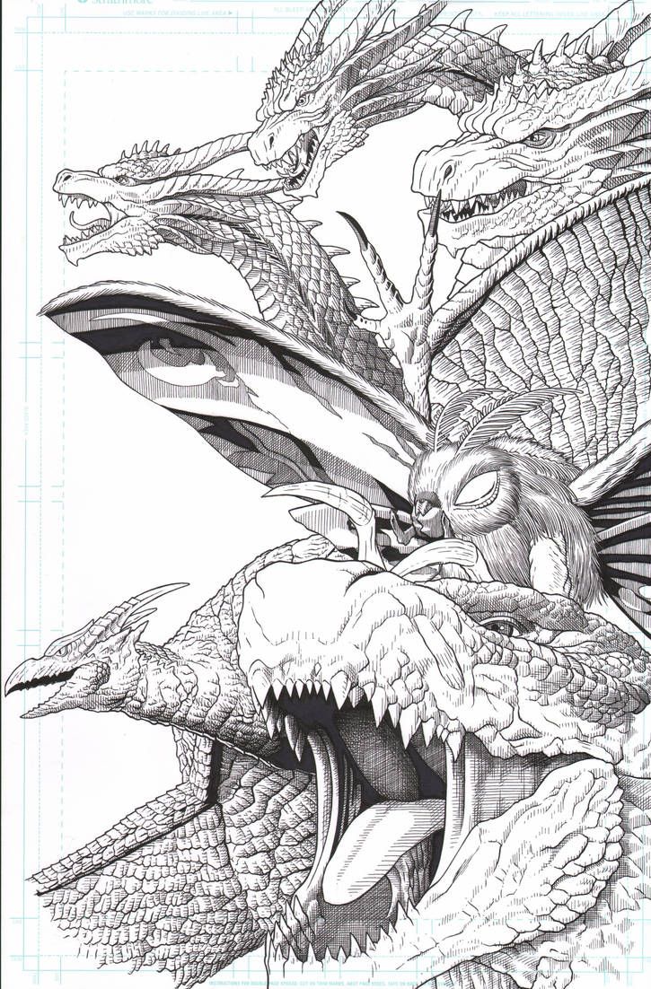 godzilla vs king ghidorah coloring pages