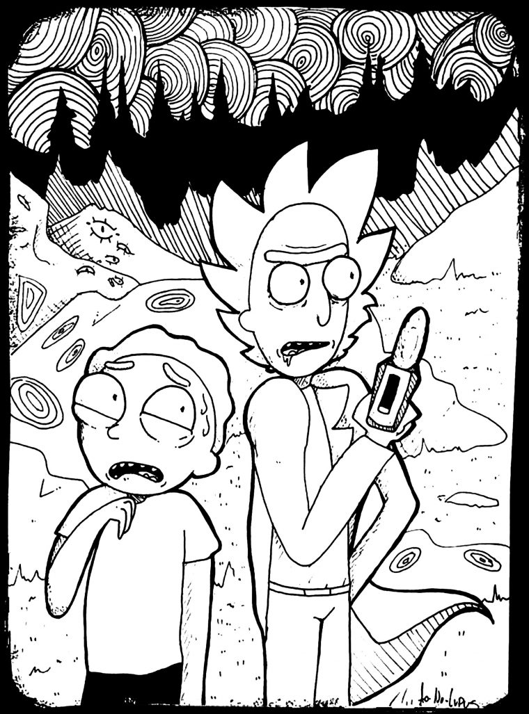 rick and morty coloring pages for adults