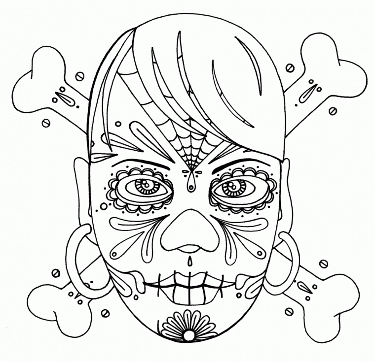 skull and roses coloring pages