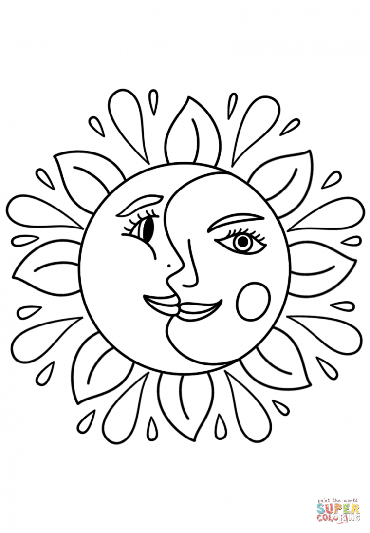 abstract sun and moon coloring pages