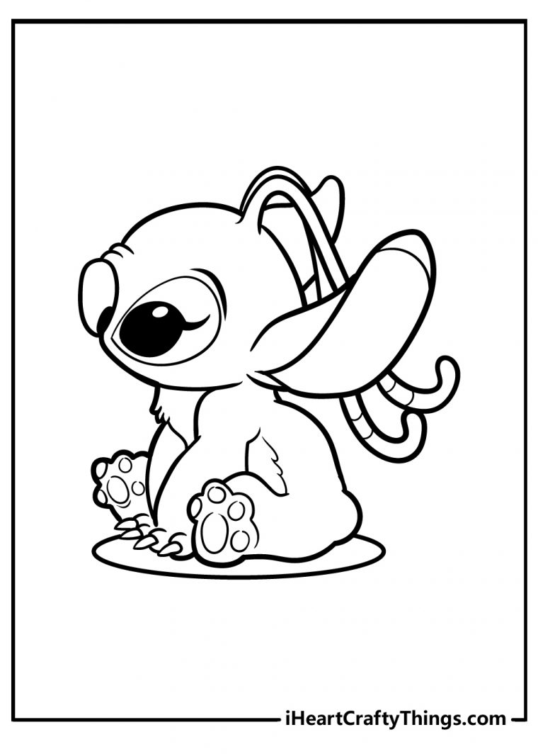 printable cute stitch and angel coloring pages