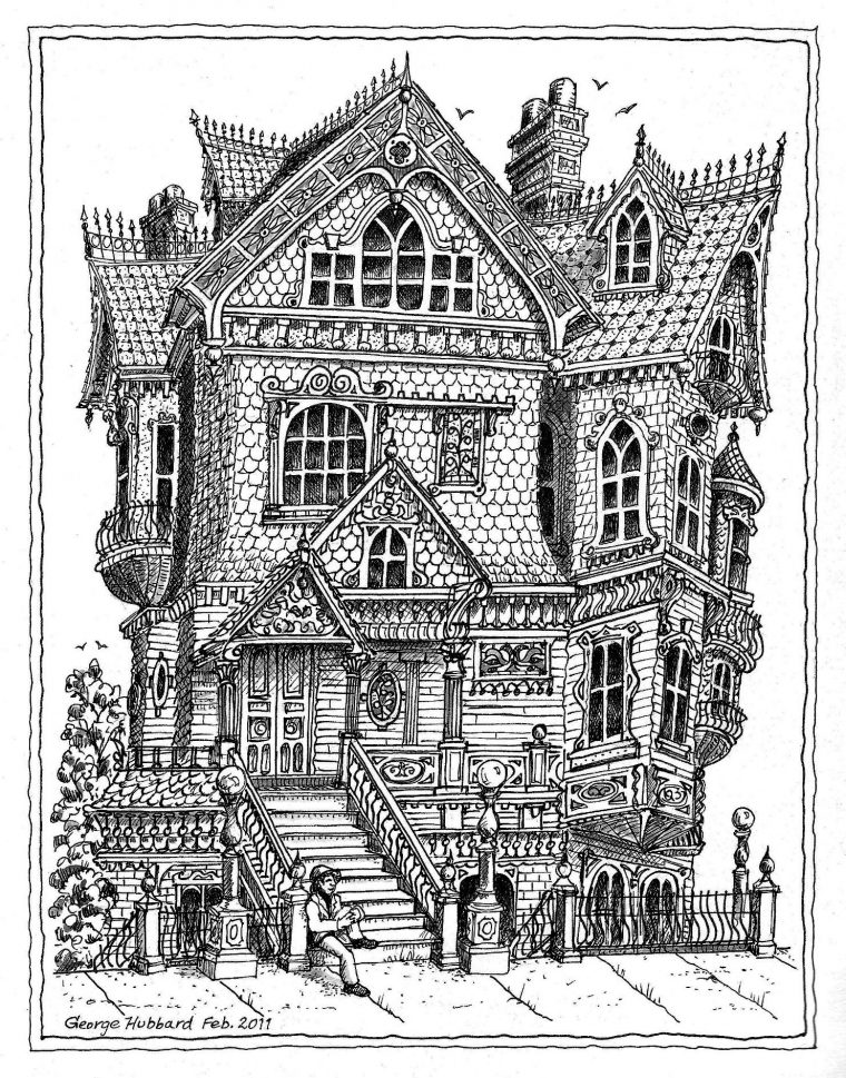 haunted houses coloring pages