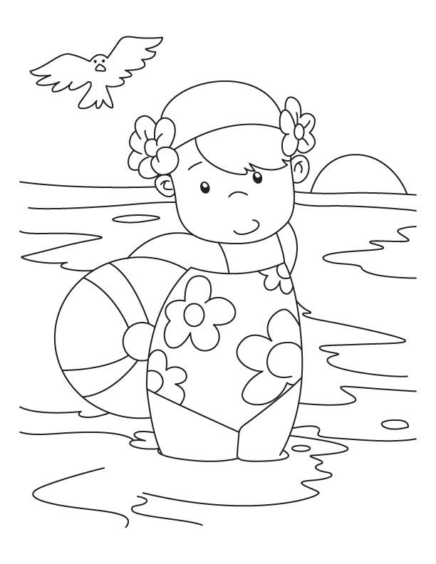 swimming coloring page