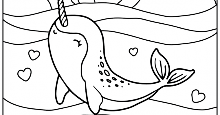 coloring page narwhal