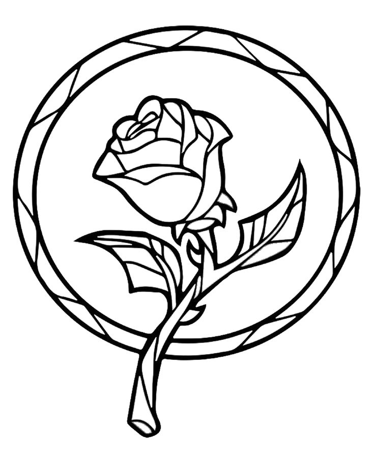 beauty and the beast coloring pages rose