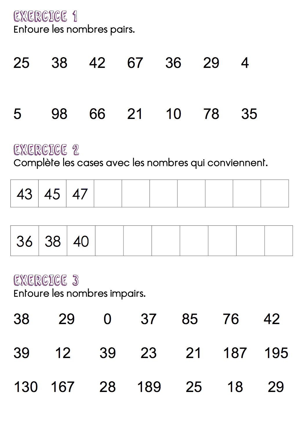 Nombres Pairs Et Impairs Ce2 - GreatestColoringBook.com