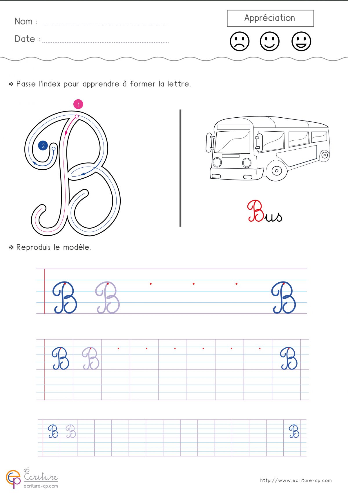 Apprendre À Écrire La Lettre B En Minuscule Et En Majuscule Dedans ...