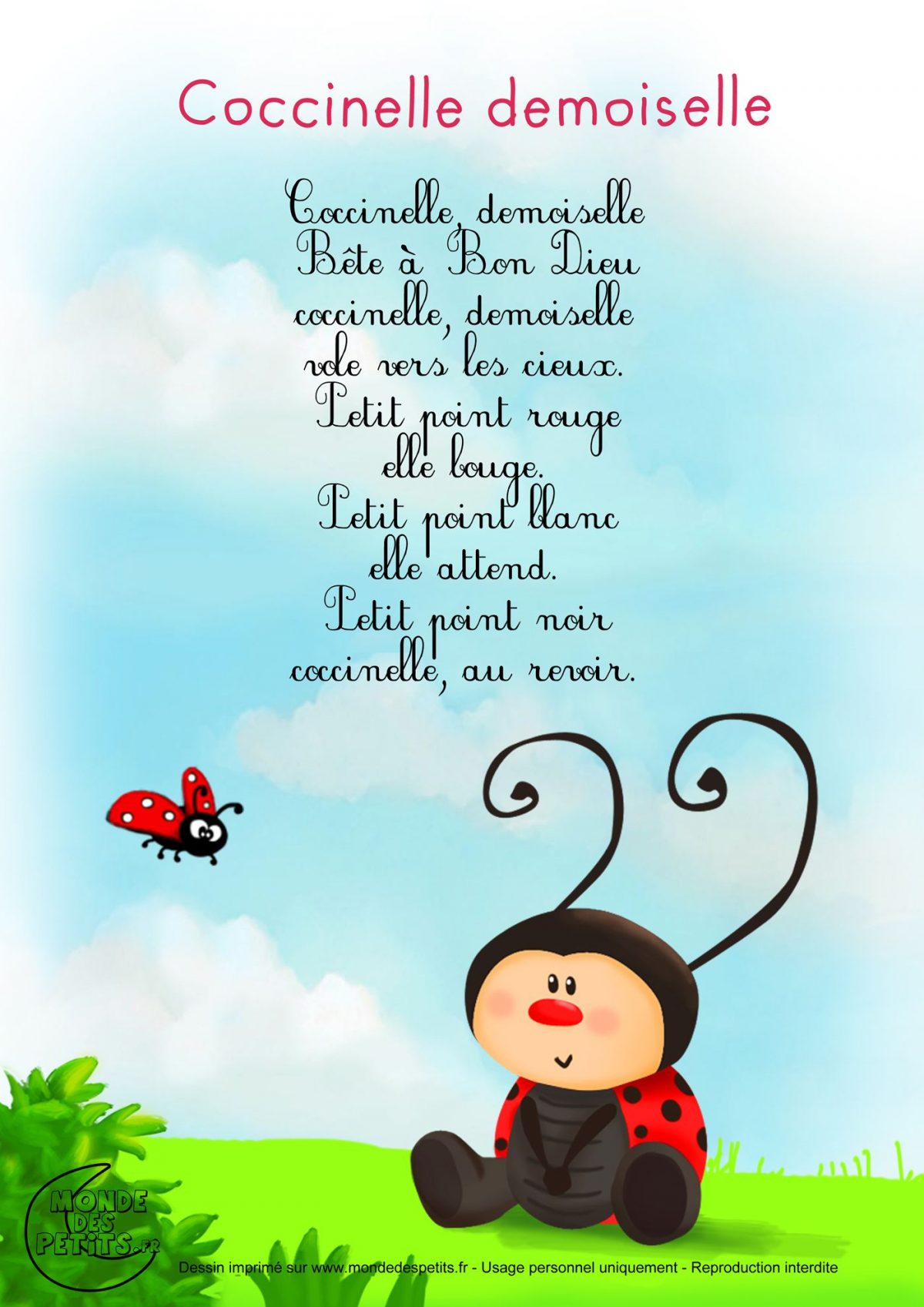 Comptine-Paroles-Coccinelle 1 400 × 1 980 Pixels dedans Chanson Pour