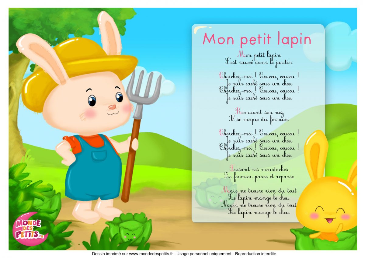 Paroles_Mon Petit Lapin - Les Titounis (Avec Images à Chanson Enfant