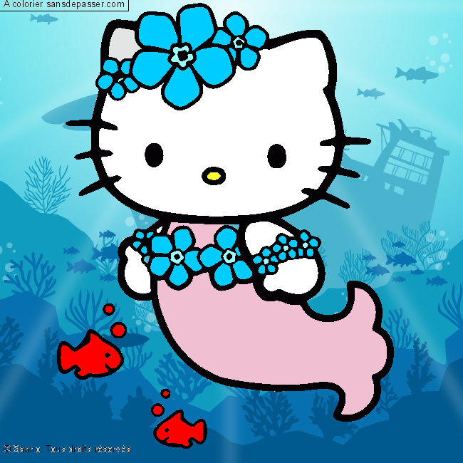 Coloriage Hello Kitty Sirène – Sans Dépasser intérieur Coloriage À Imprimer Hello Kitty Sirène