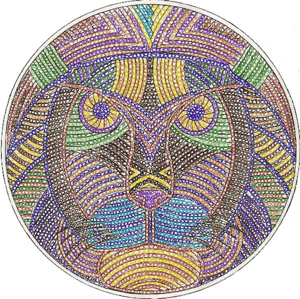 Mandala Colorié : Mandala Lion – Pointillisme Par Cédric concernant Mandala Colorié