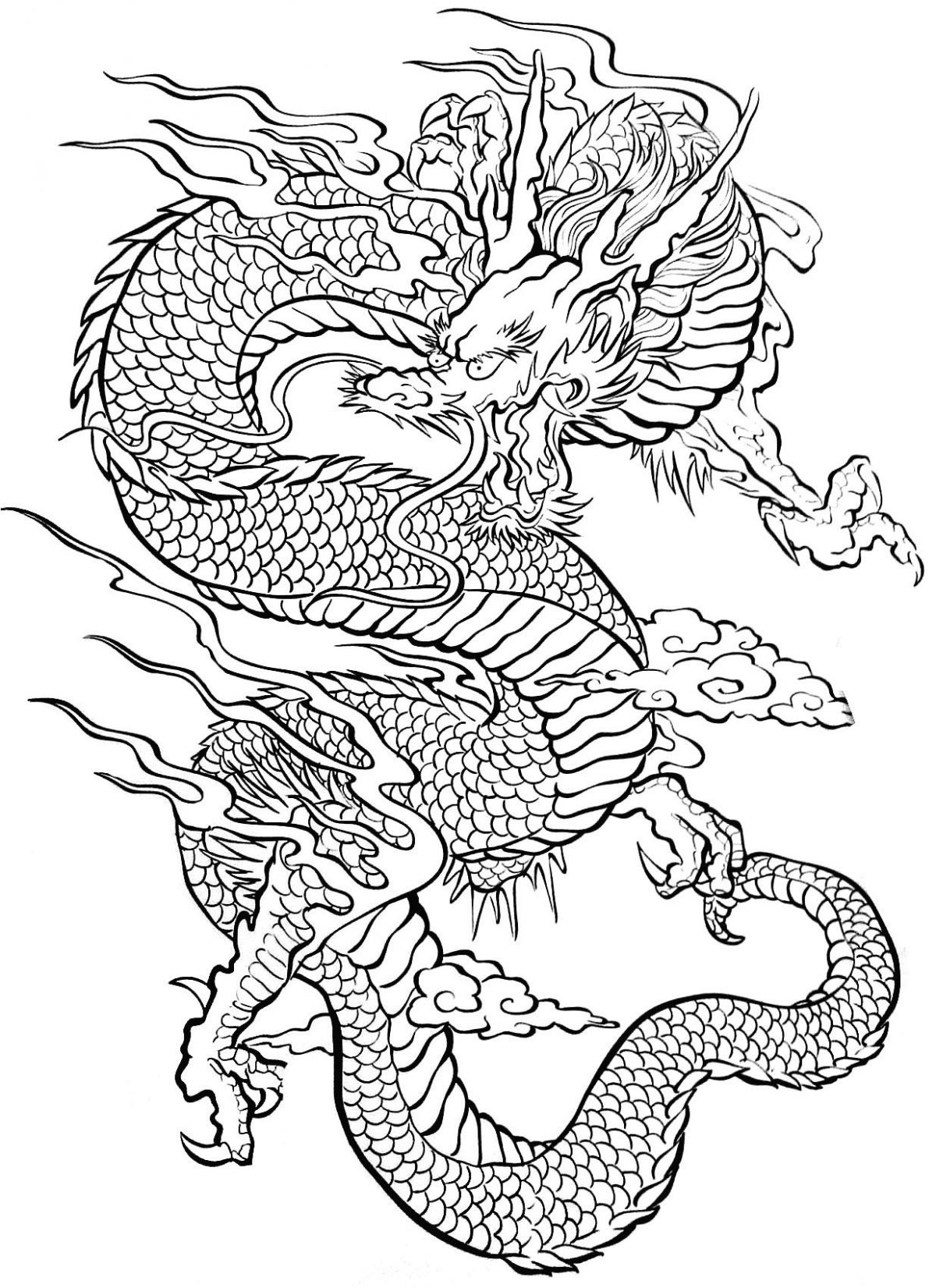 Coloriage Dragon Chinois  GreatestColoringBook.com