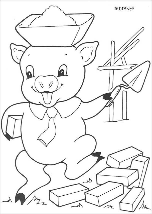 Three Little Pigs Coloring Pages – Big Bad Wolf Is Blowing concernant Dessin Des 3 Petit Cochon