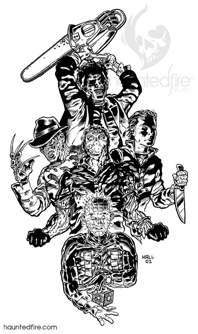 horror characters coloring pages