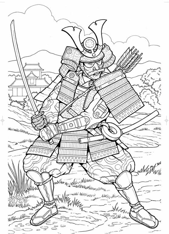 samurai coloring page