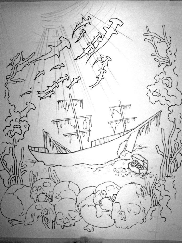 shipwreck coloring page