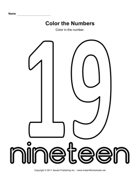 number 19 coloring page