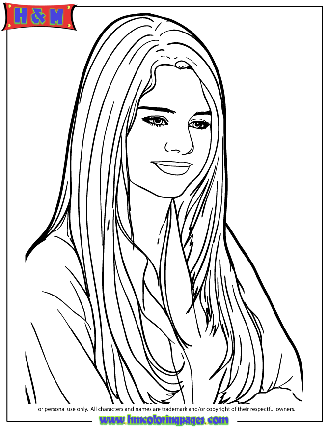 selena gomez coloring page