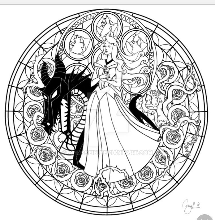 disney stained glass coloring pages