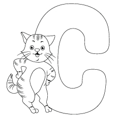 c for cat coloring page