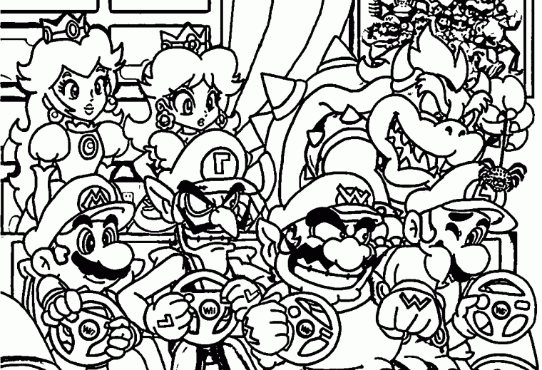 super mario characters coloring pages