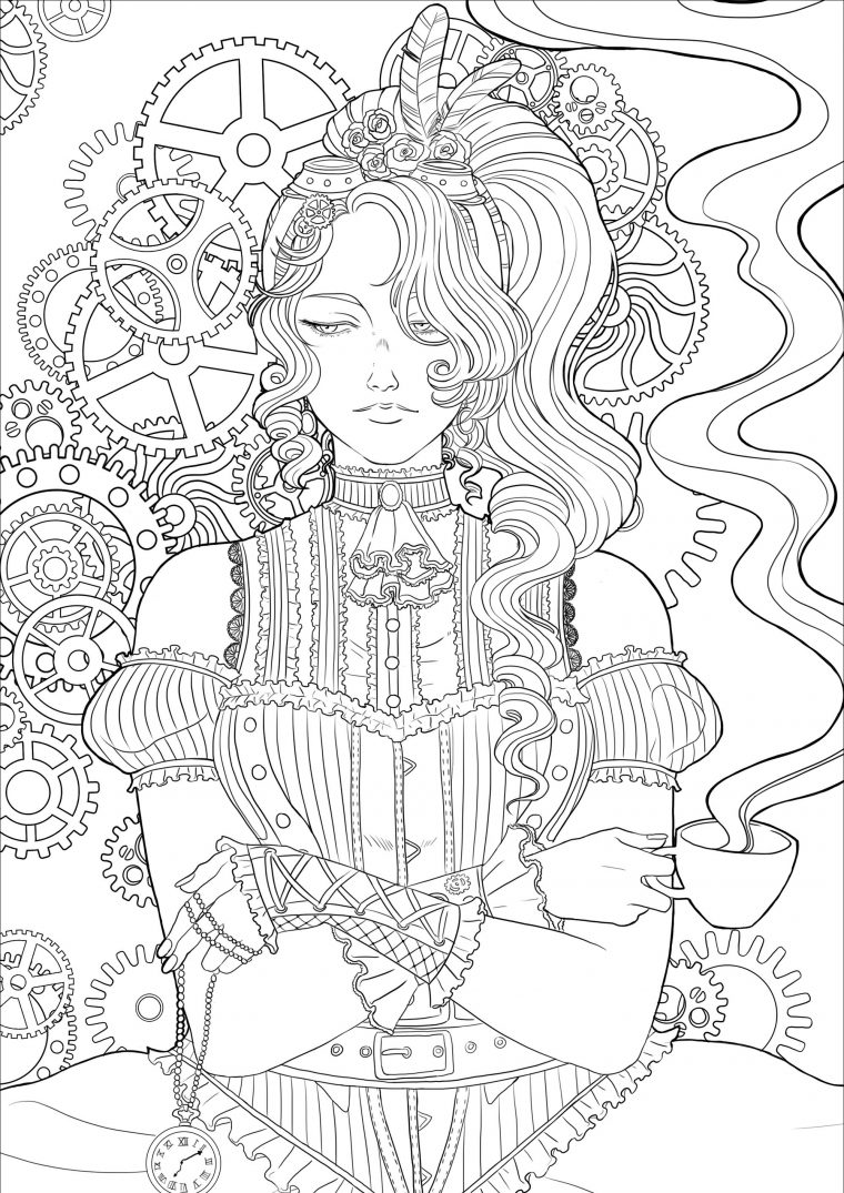 easy steampunk coloring pages