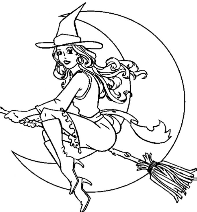 beautiful witch coloring pages