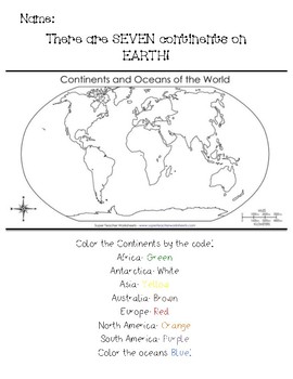 printable 7 continents coloring page
