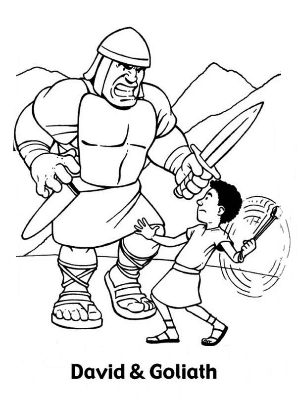 coloring page for david and goliath