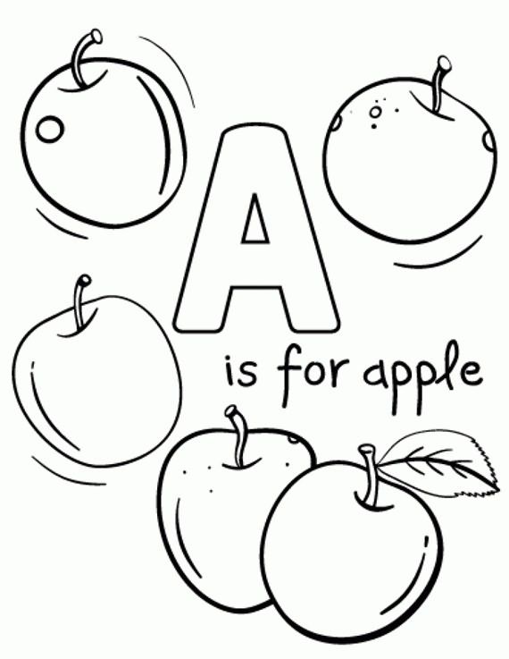 a for apple coloring page