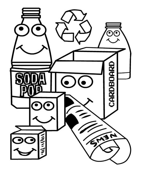 recycle coloring pages