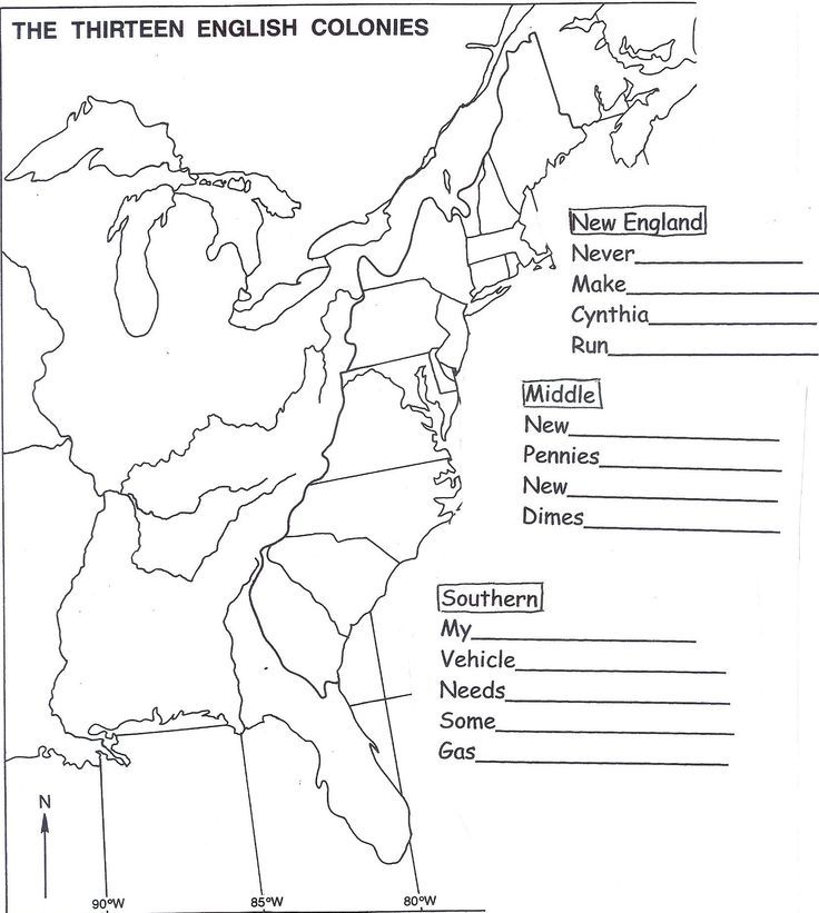 13 colonies coloring page