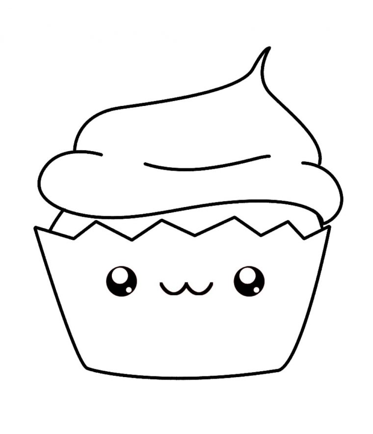 kawaii cupcake coloring pages