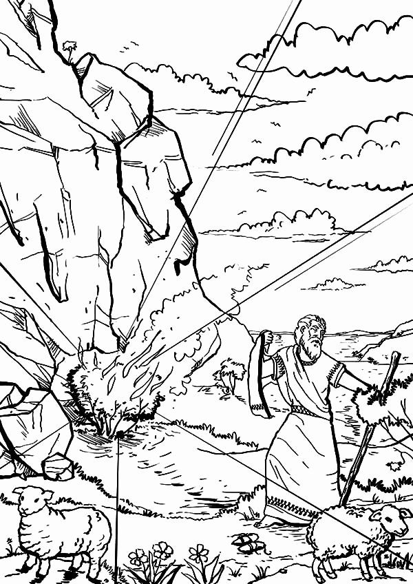 moses burning bush coloring page