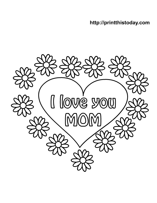 i love mom coloring page