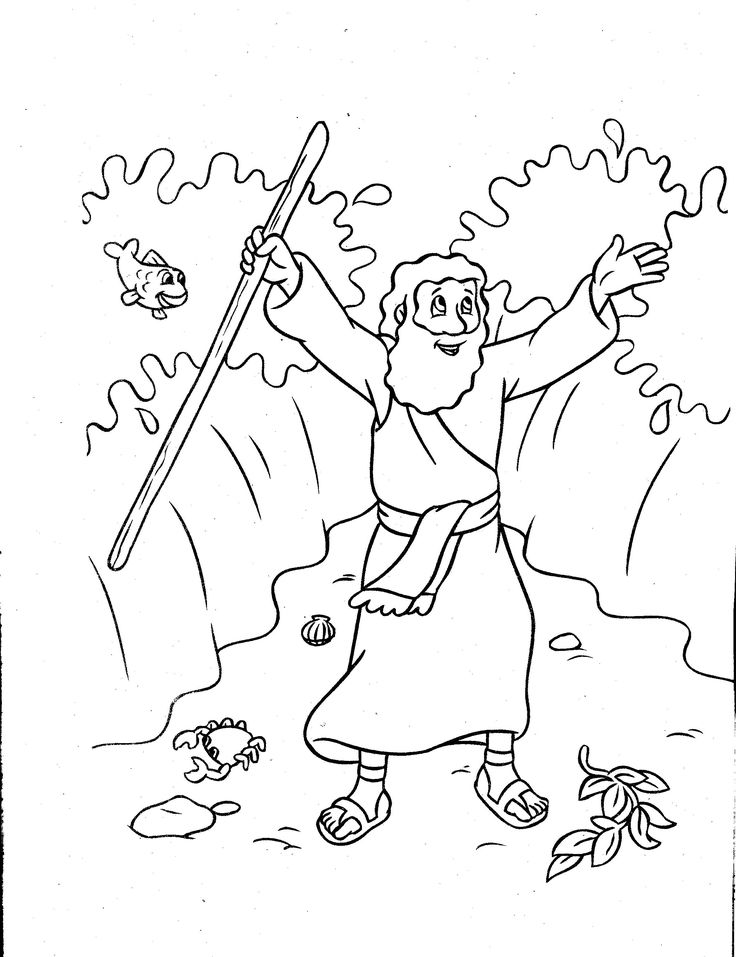 moses parts the red sea coloring page
