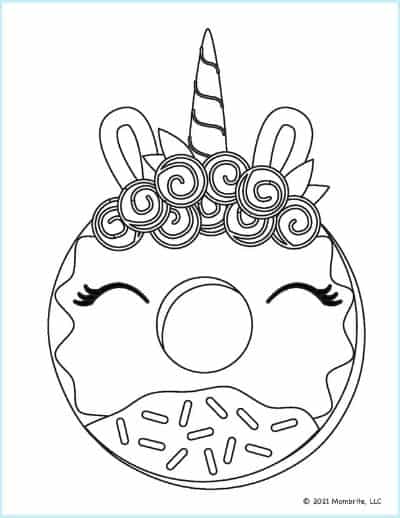 unicorn donut coloring pages