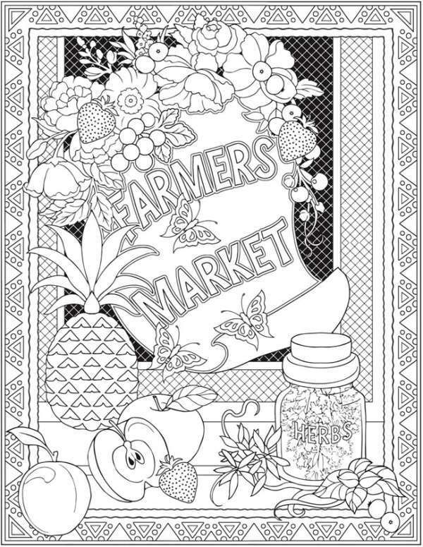 farmers market coloring pages