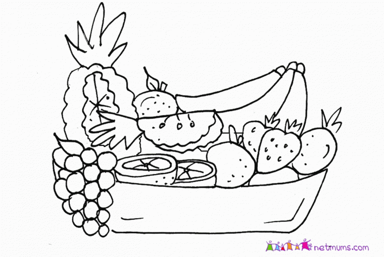 bowl of fruit coloring page