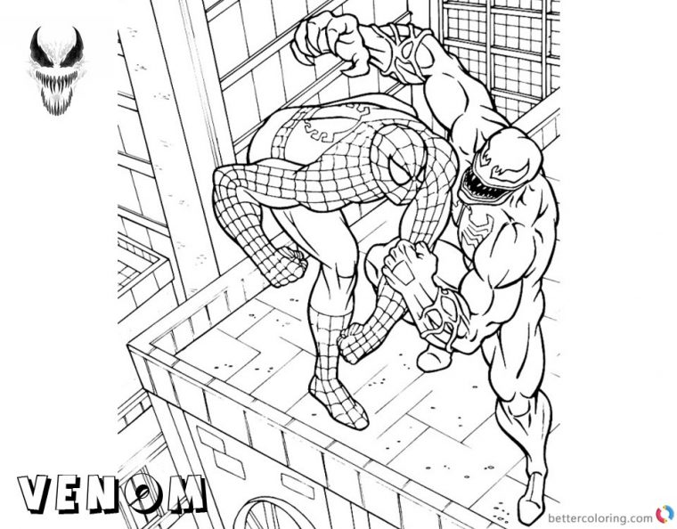 spiderman fighting venom coloring pages