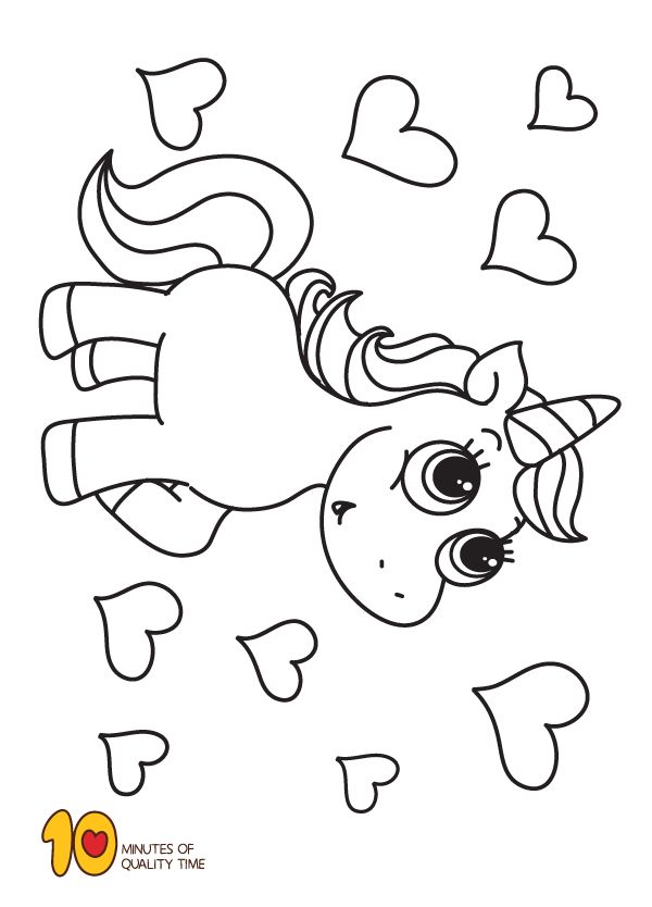 unicorn heart coloring pages