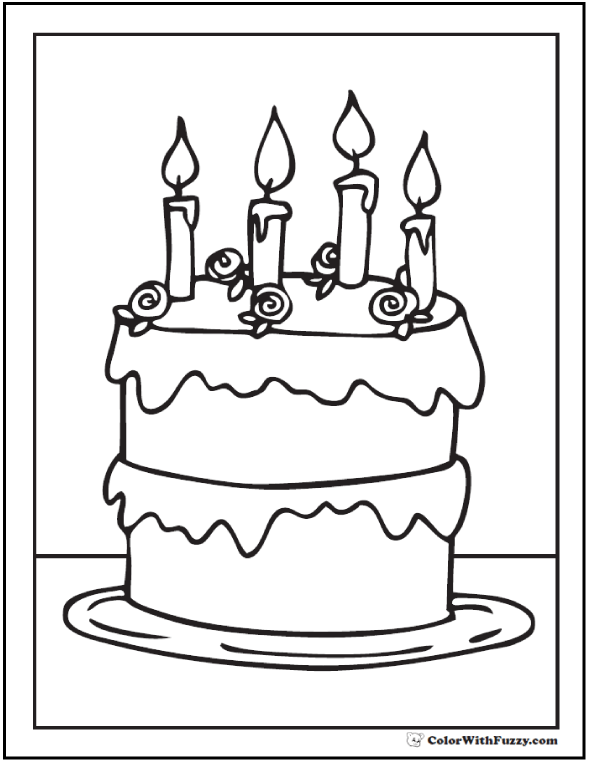 birthday cake coloring page pdf