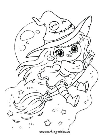 cute witch coloring page