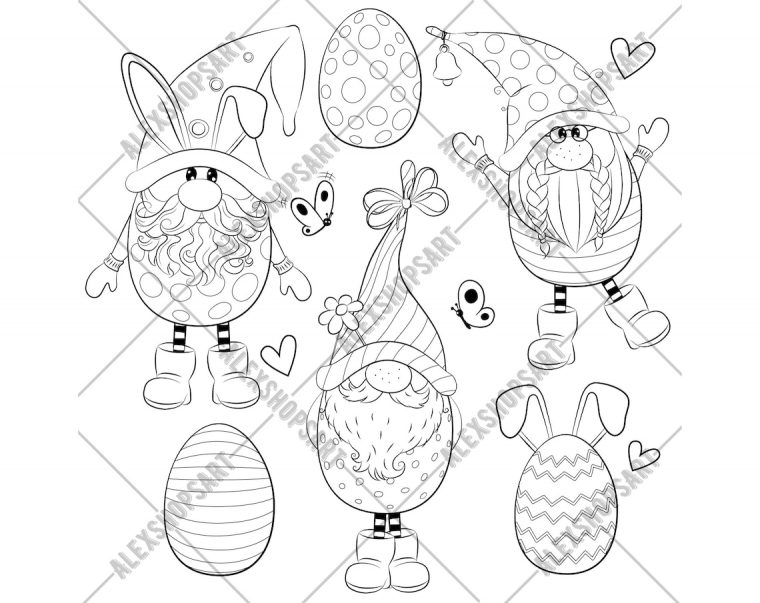 easter gnome coloring page